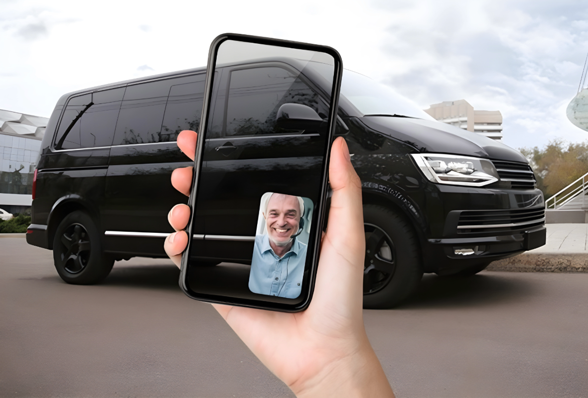 Digitale Fahrzeugbewertung eines schwarzen Autobus